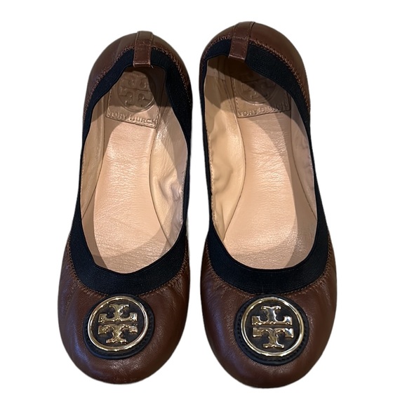 Tory Burch Caroline Brown & Black Leather Ballet Flats - 6.5 - Picture 6 of 16